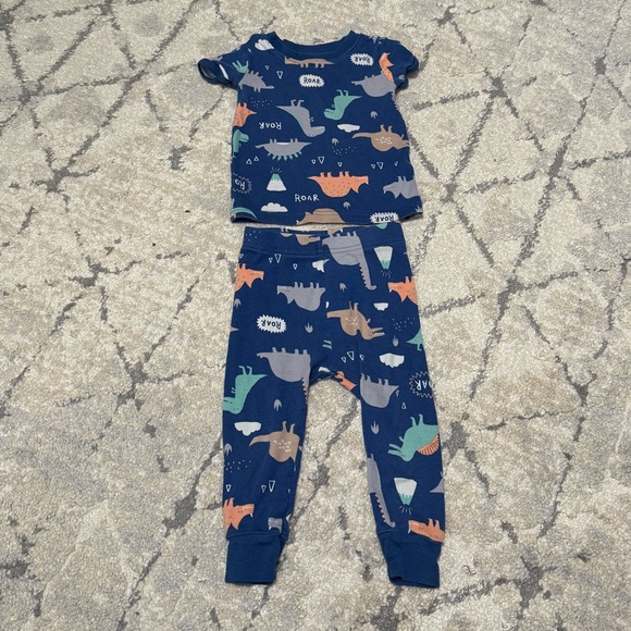 Dinosaur Print Kids Pajamas - Blue - Picture 1 of 3